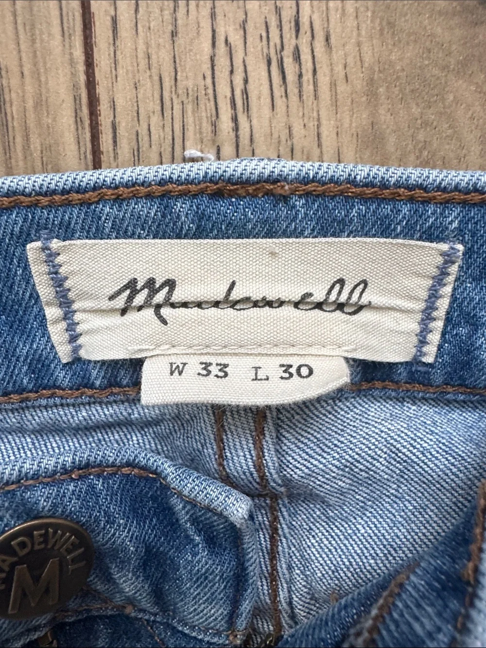 Madewell 1991 Straight Light Blue Jeans Men’s Size 33 Flat Front Denim Pockets